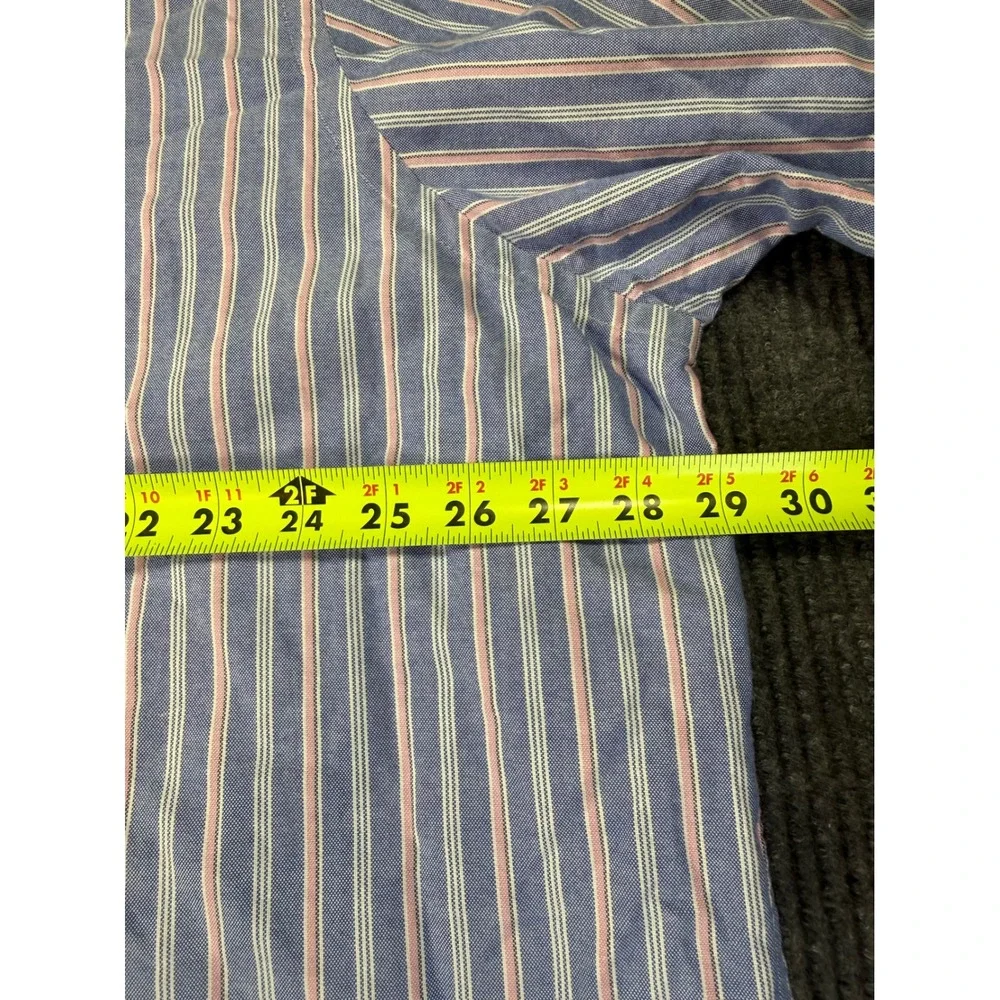 Polo Ralph Lauren Mens 2XB Big & Tall Blue Pink Striped SS Oxford Shirt Cotton